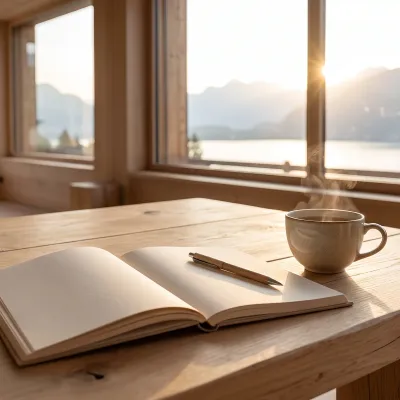 Carnet de suivi ouvert sur une table en bois au petit matin, tasse de thé et stylo, rituel matinal d'un programme de coaching.